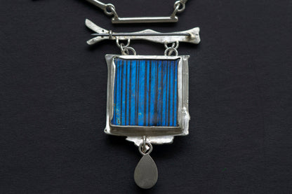 Deer in magical world, Labradorite brooch and necklace, one of a kind