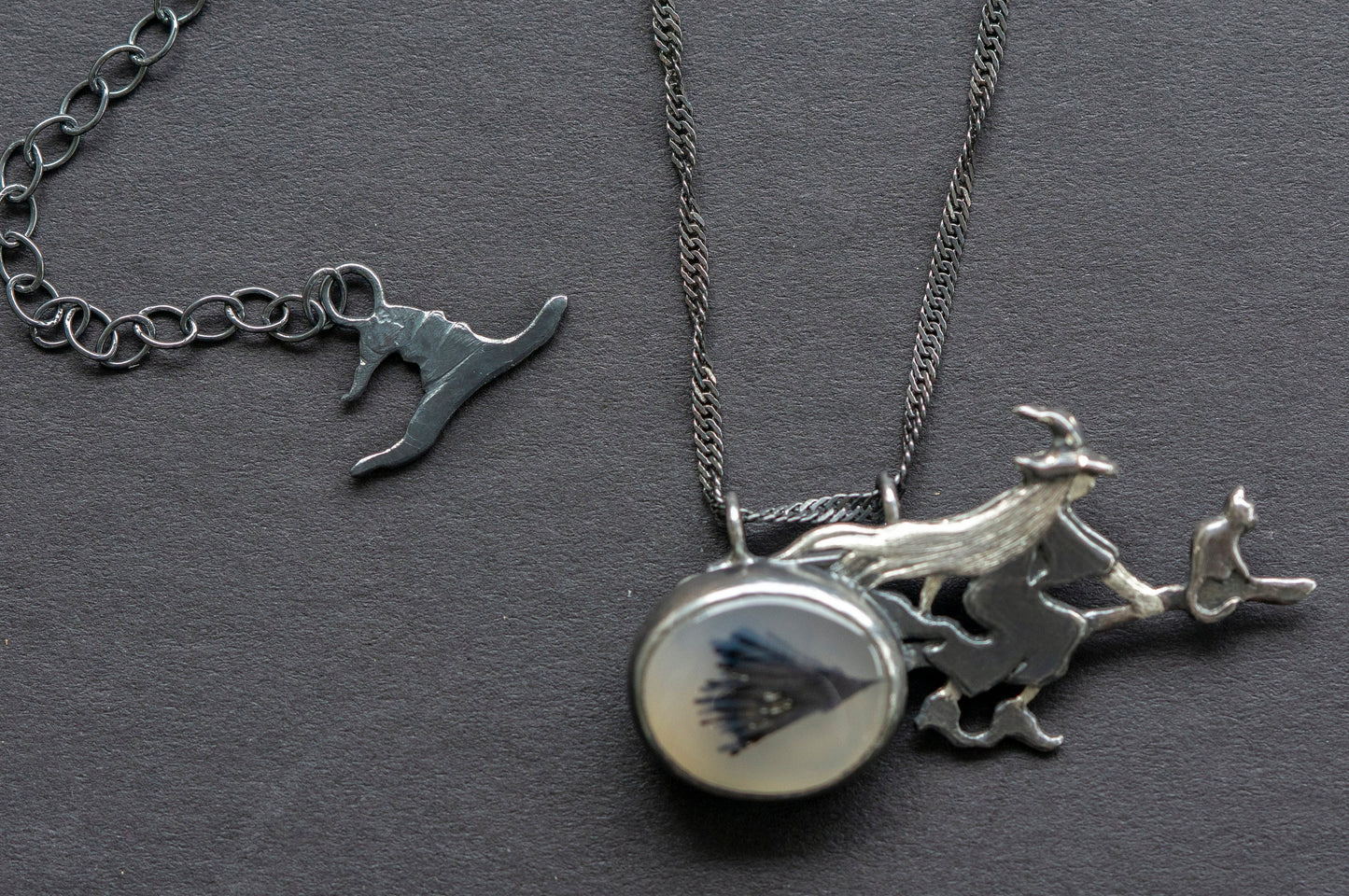 Cici the witch dendritic agate brooch and necklace, one of a kind