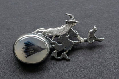 Cici the witch dendritic agate brooch and necklace, one of a kind