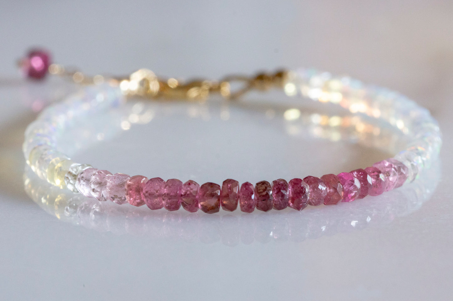 Ombre pink tourmaline bracelet