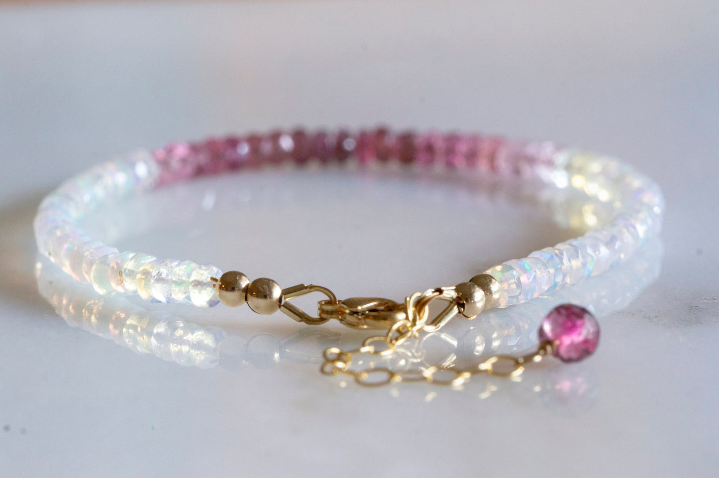 Ombre pink tourmaline bracelet