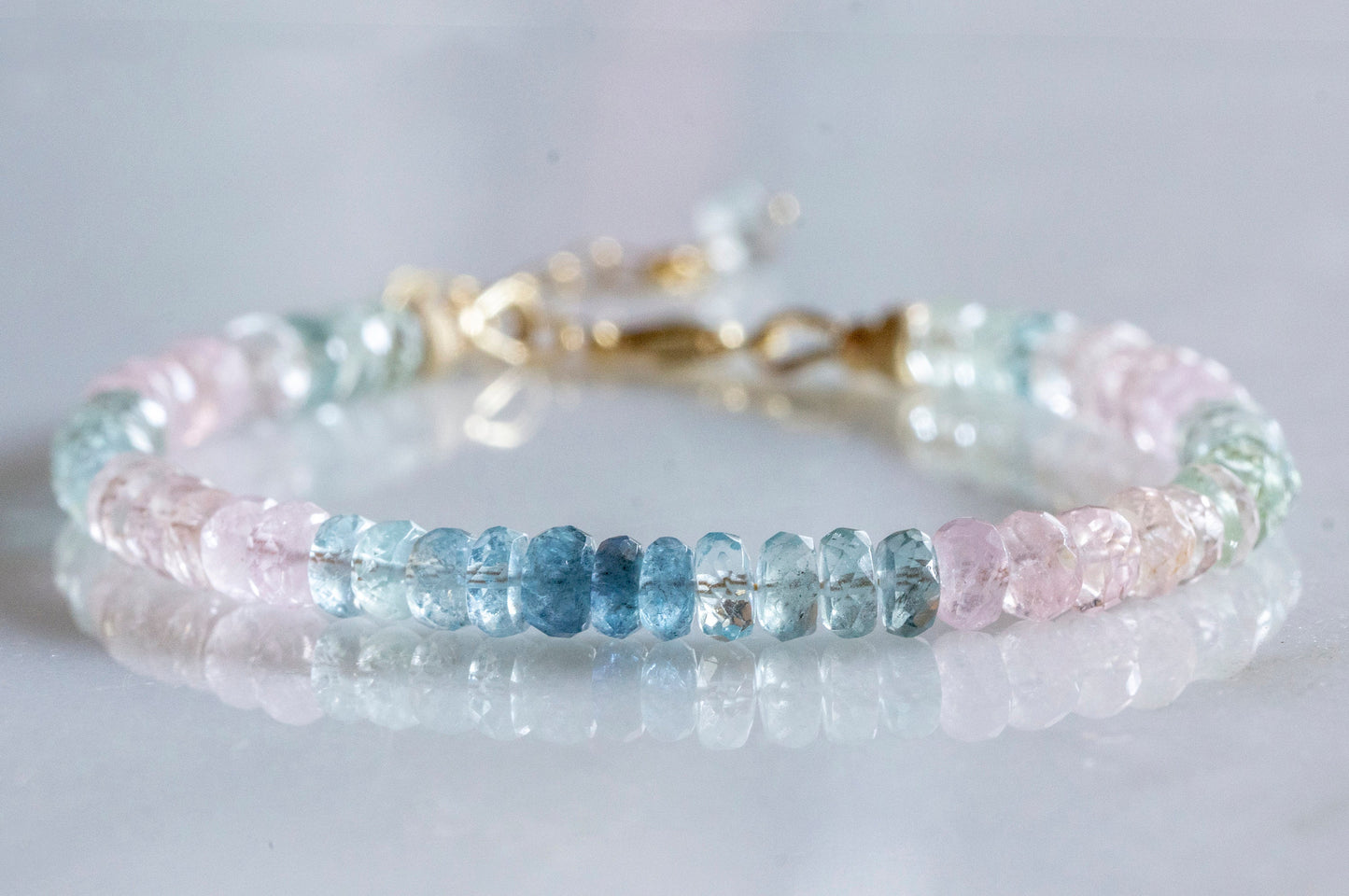 Aquamarine morganite bracelet