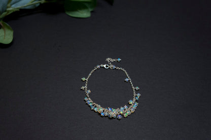 Opal sterling silver cluster bracelet