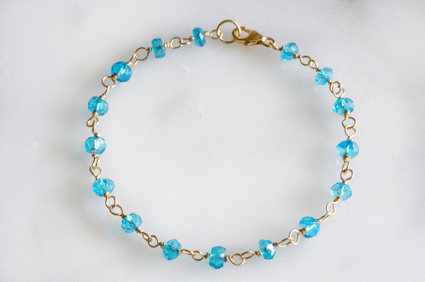 Blue topaz wire wrapping bracelet