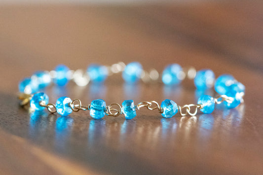 Blue topaz wire wrapping bracelet