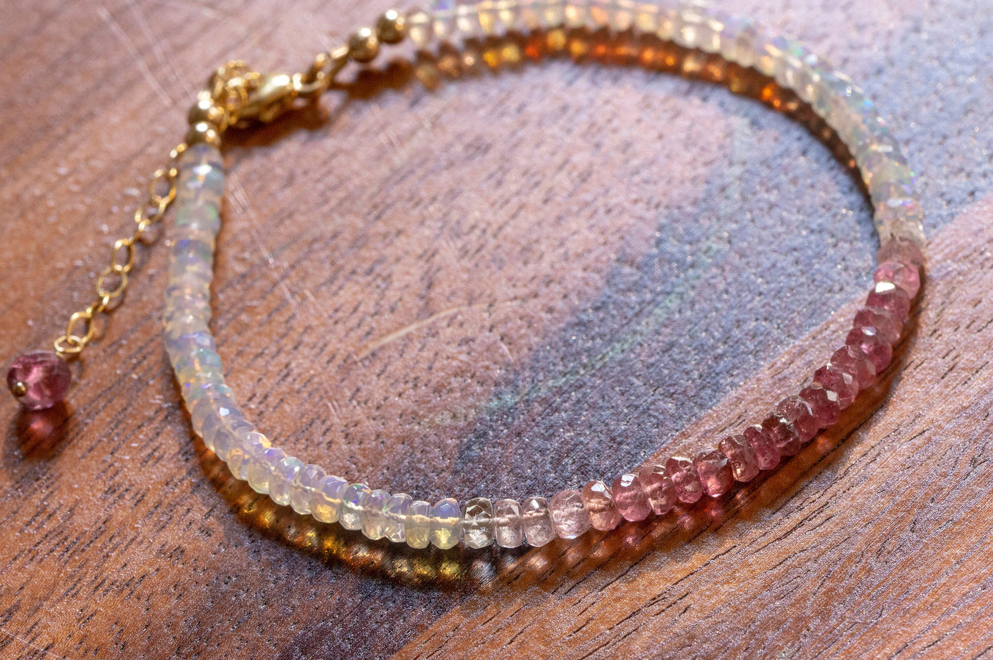 Ombre pink tourmaline bracelet