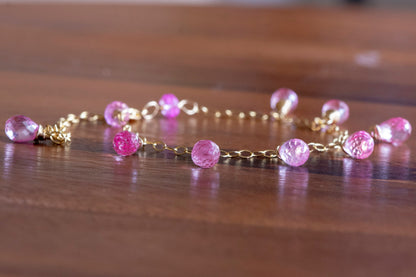 Pink topaz drop bracelet
