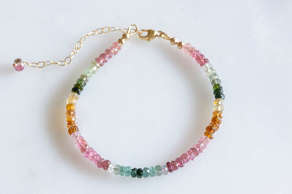 Multicolor tourmaline bead bracelet