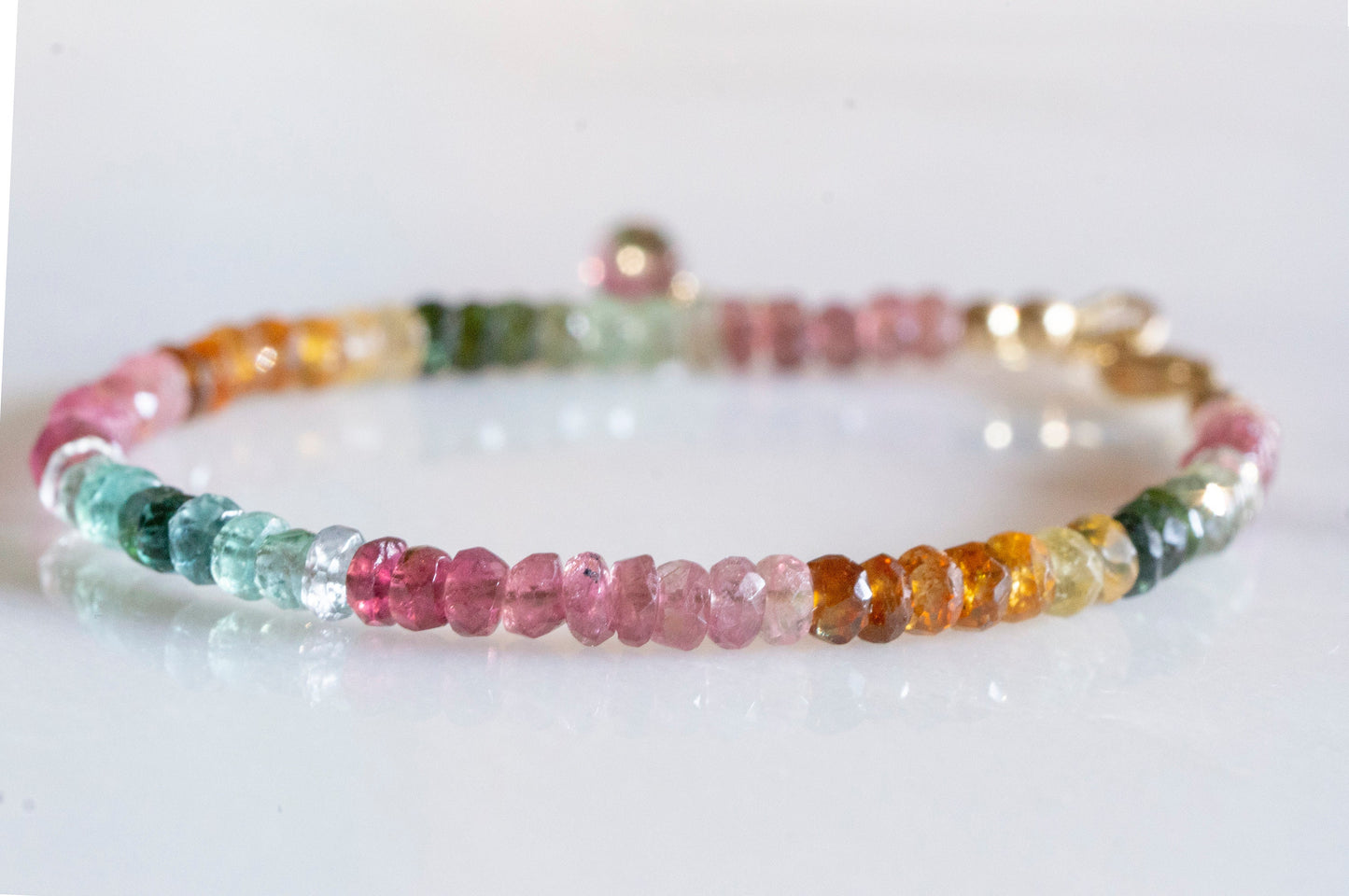 Multicolor tourmaline bead bracelet
