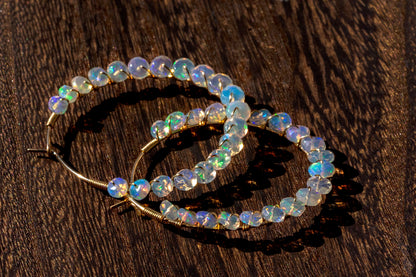 Facet opal hoop earrings