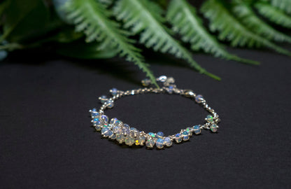 Opal sterling silver cluster bracelet