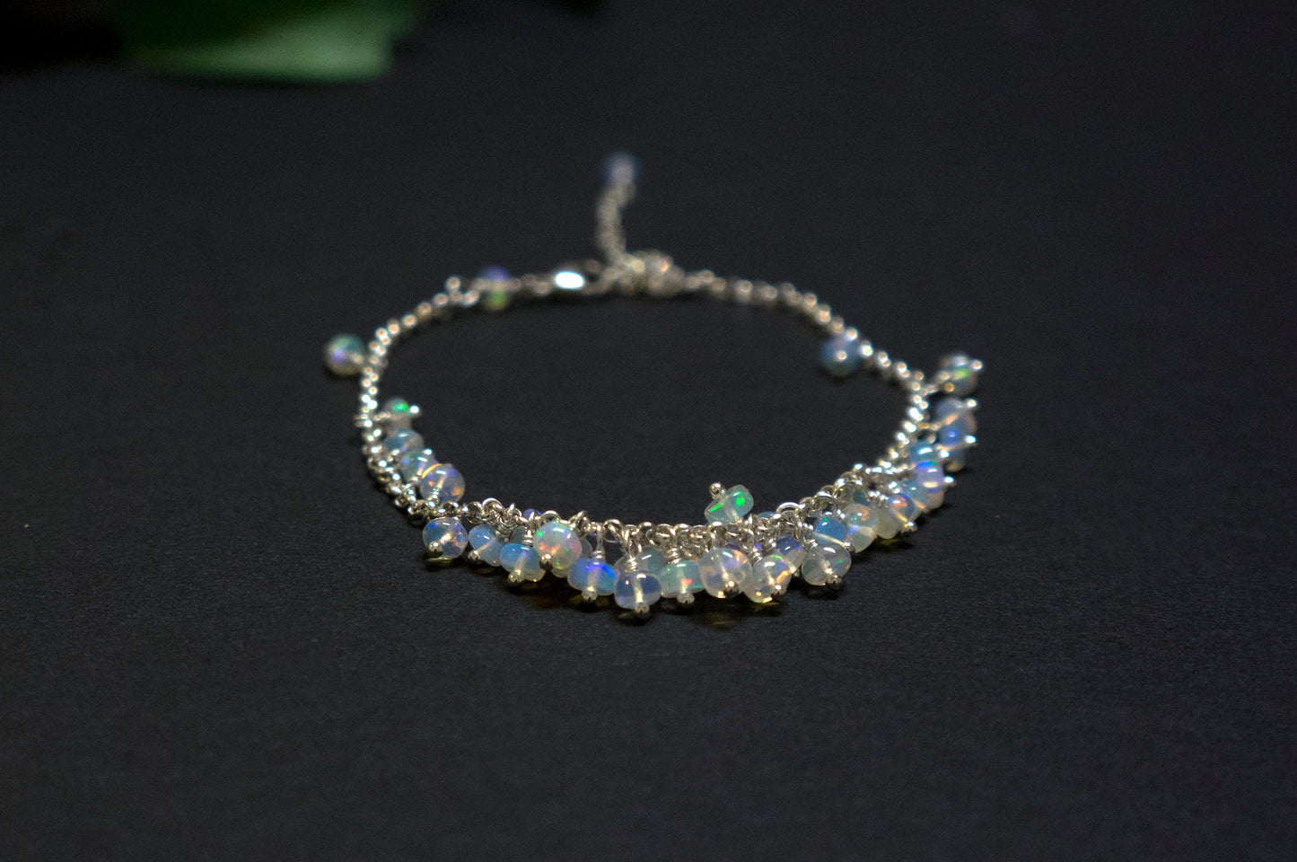 Opal sterling silver cluster bracelet