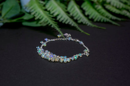 Opal sterling silver cluster bracelet