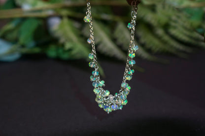 Opal sterling silver cluster bracelet