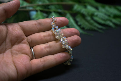 Opal sterling silver cluster bracelet
