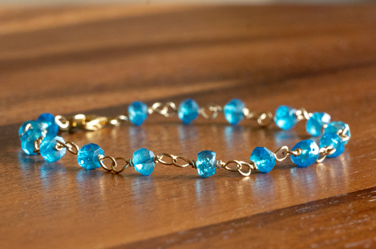 Blue topaz wire wrapping bracelet