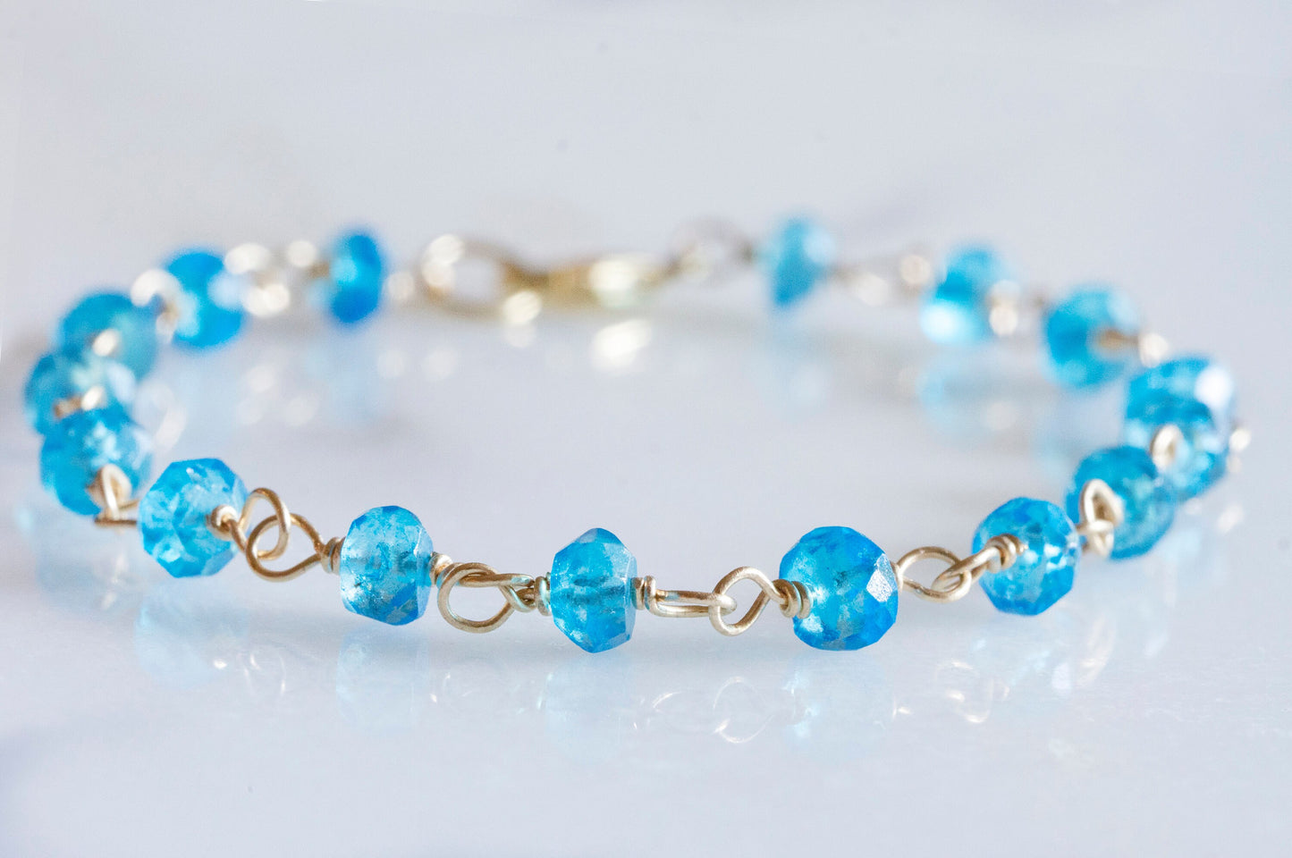 Blue topaz wire wrapping bracelet