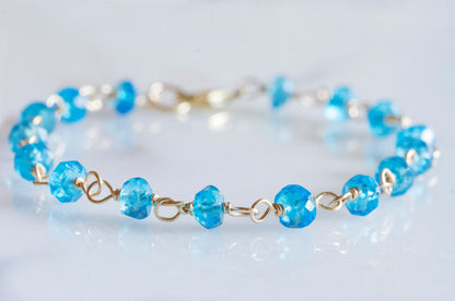 Blue topaz wire wrapping bracelet