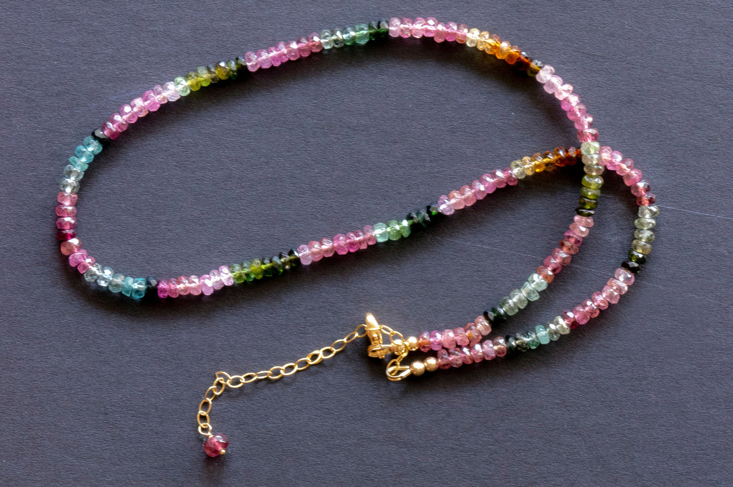 Multicolor tourmaline bead necklace