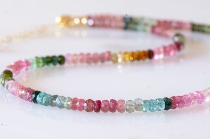 Multicolor tourmaline bead necklace