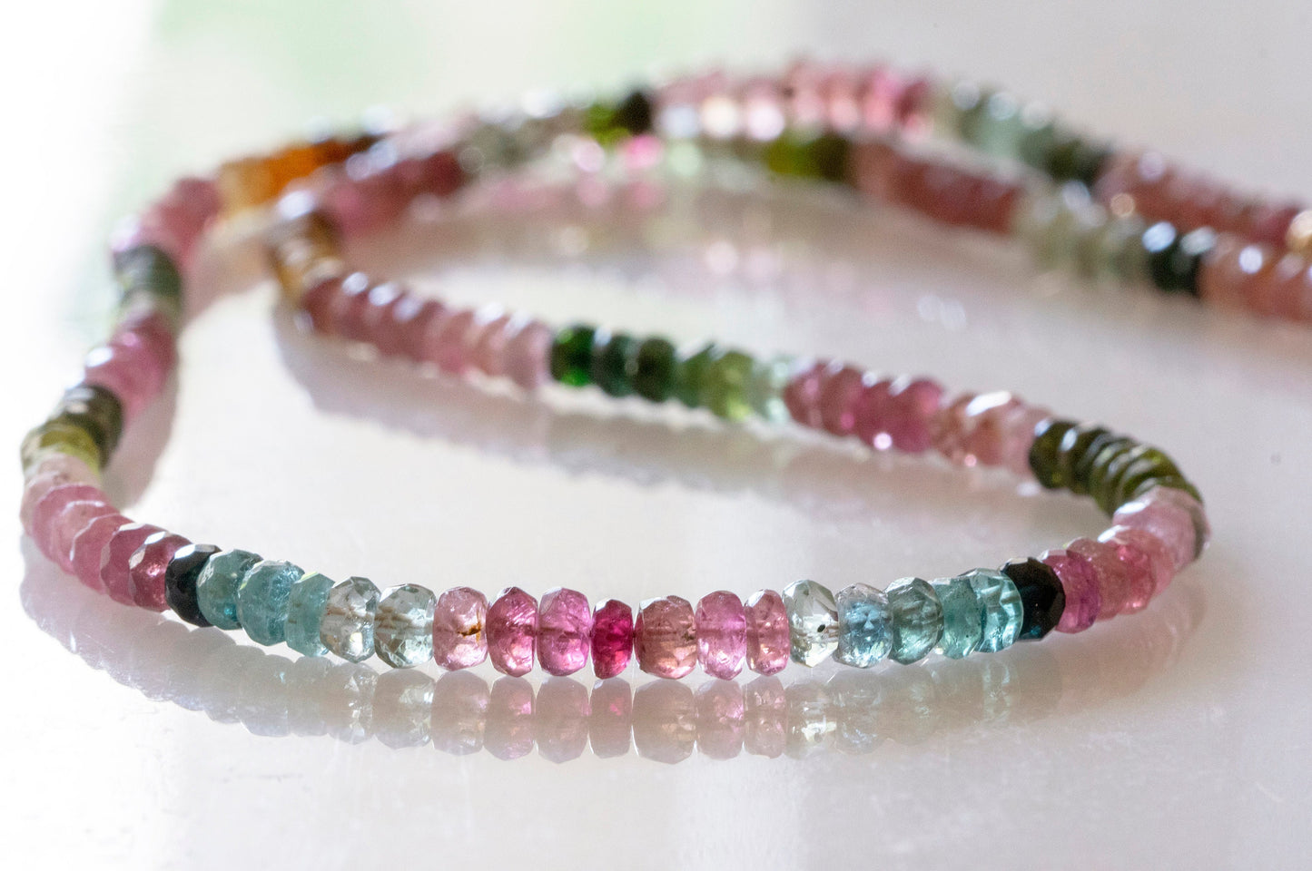 Multicolor tourmaline bead necklace