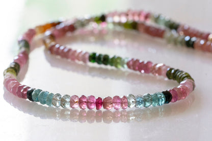 Multicolor tourmaline bead necklace