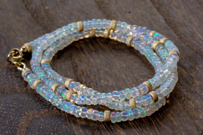 Opal gold filled beads necklace