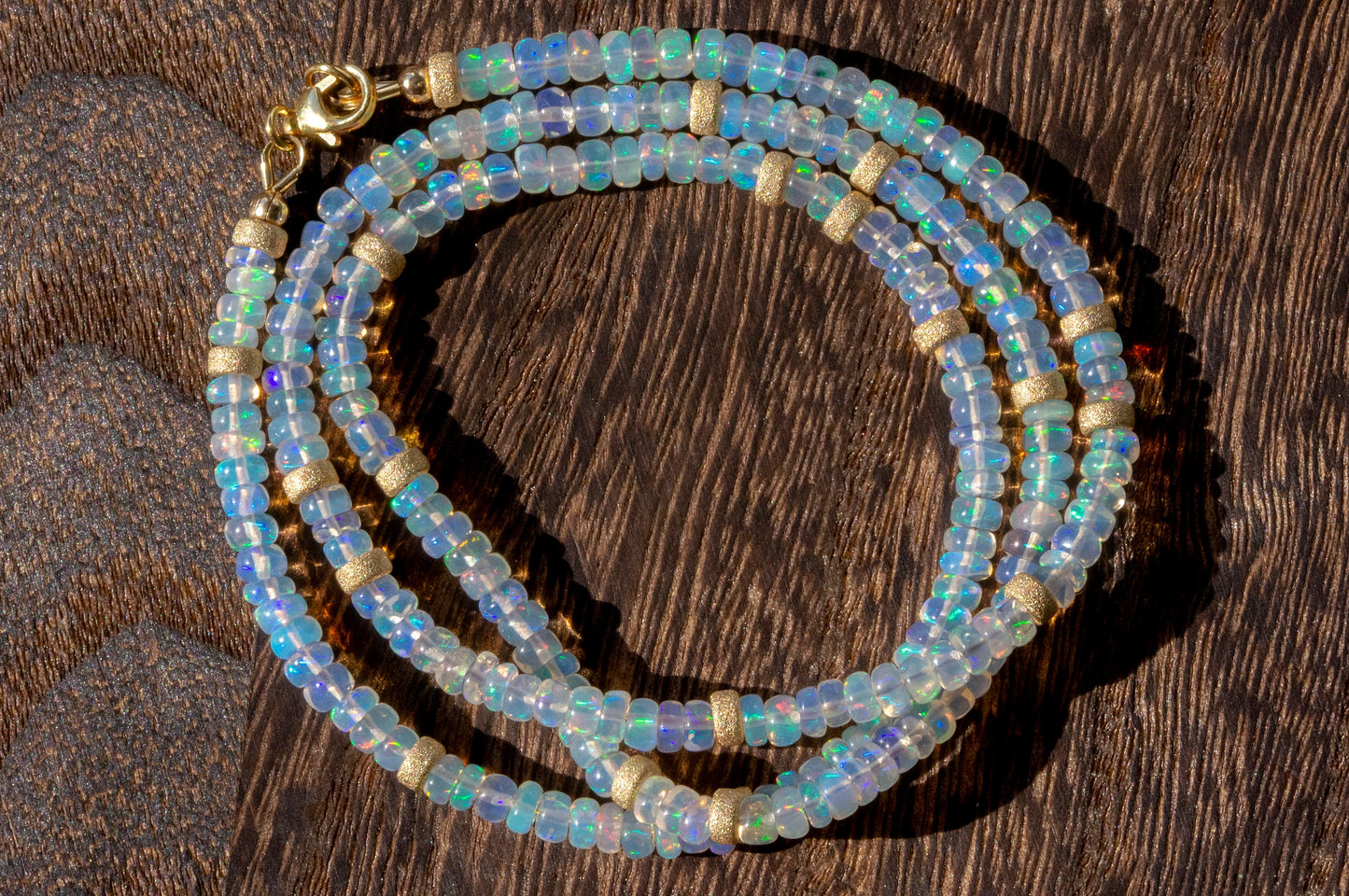 Opal gold filled beads necklace