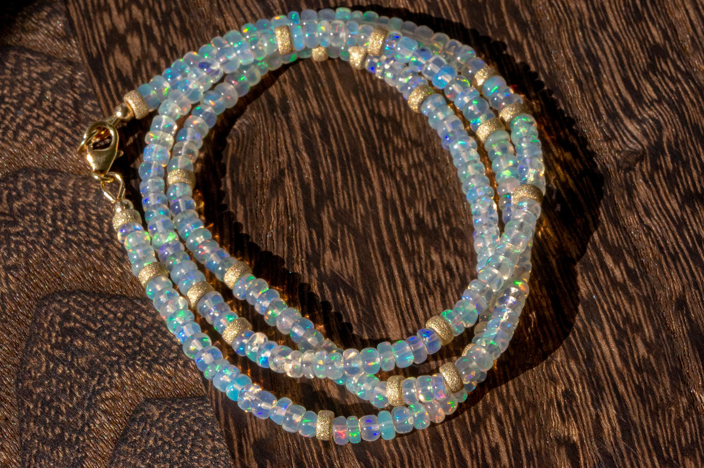 Opal gold filled beads necklace