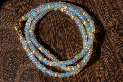 Opal gold filled beads necklace
