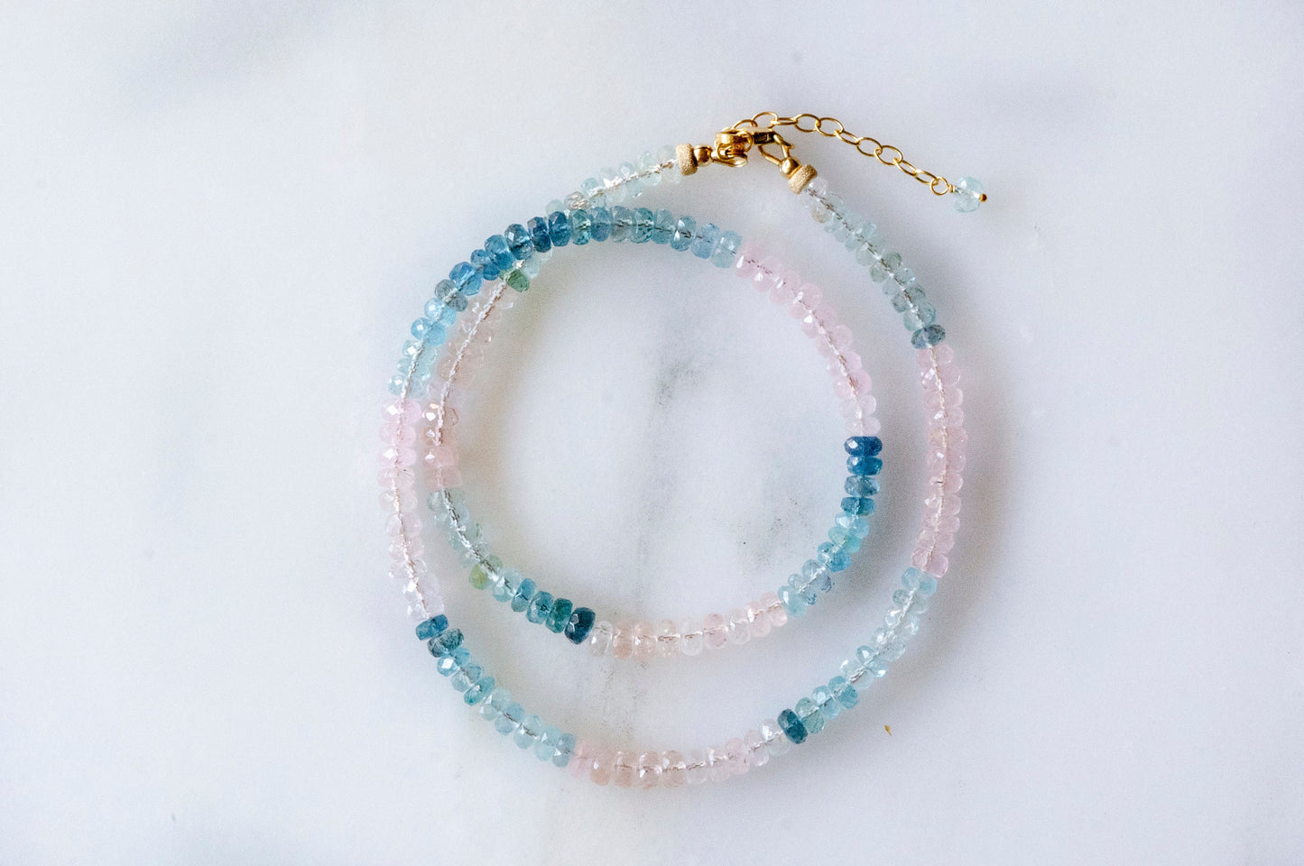 Aquamarine morganite necklace