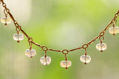 Opal dangle gold filled bracelet, October birth stone