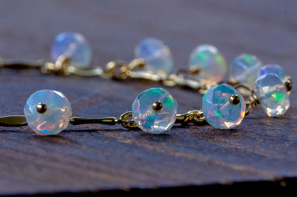 Opal dangle gold filled bracelet, October birth stone