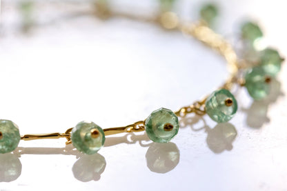 Emerald dangle gold filled bracelet