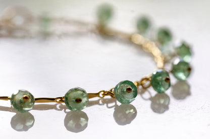 Emerald dangle gold filled bracelet