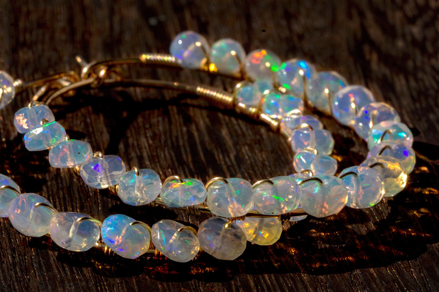 Facet opal hoop earrings