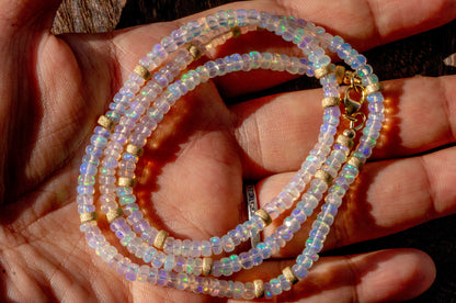 Opal gold filled beads necklace