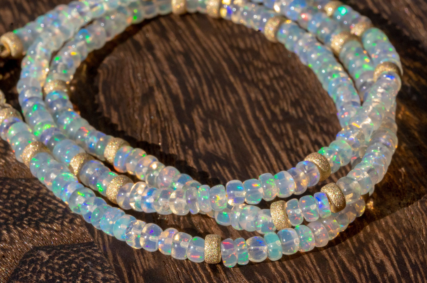 Opal gold filled beads necklace