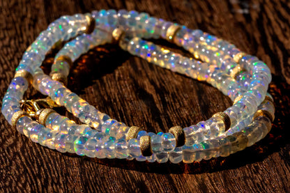 Opal gold filled beads necklace