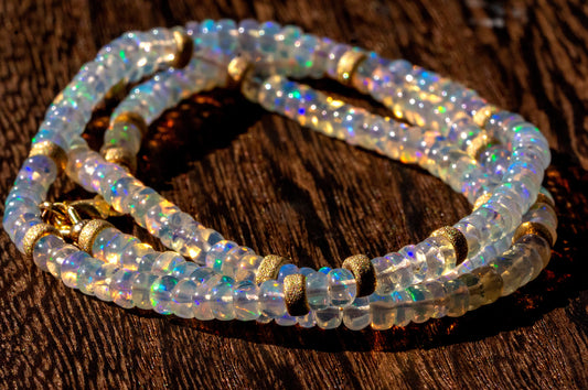 Opal gold filled beads necklace