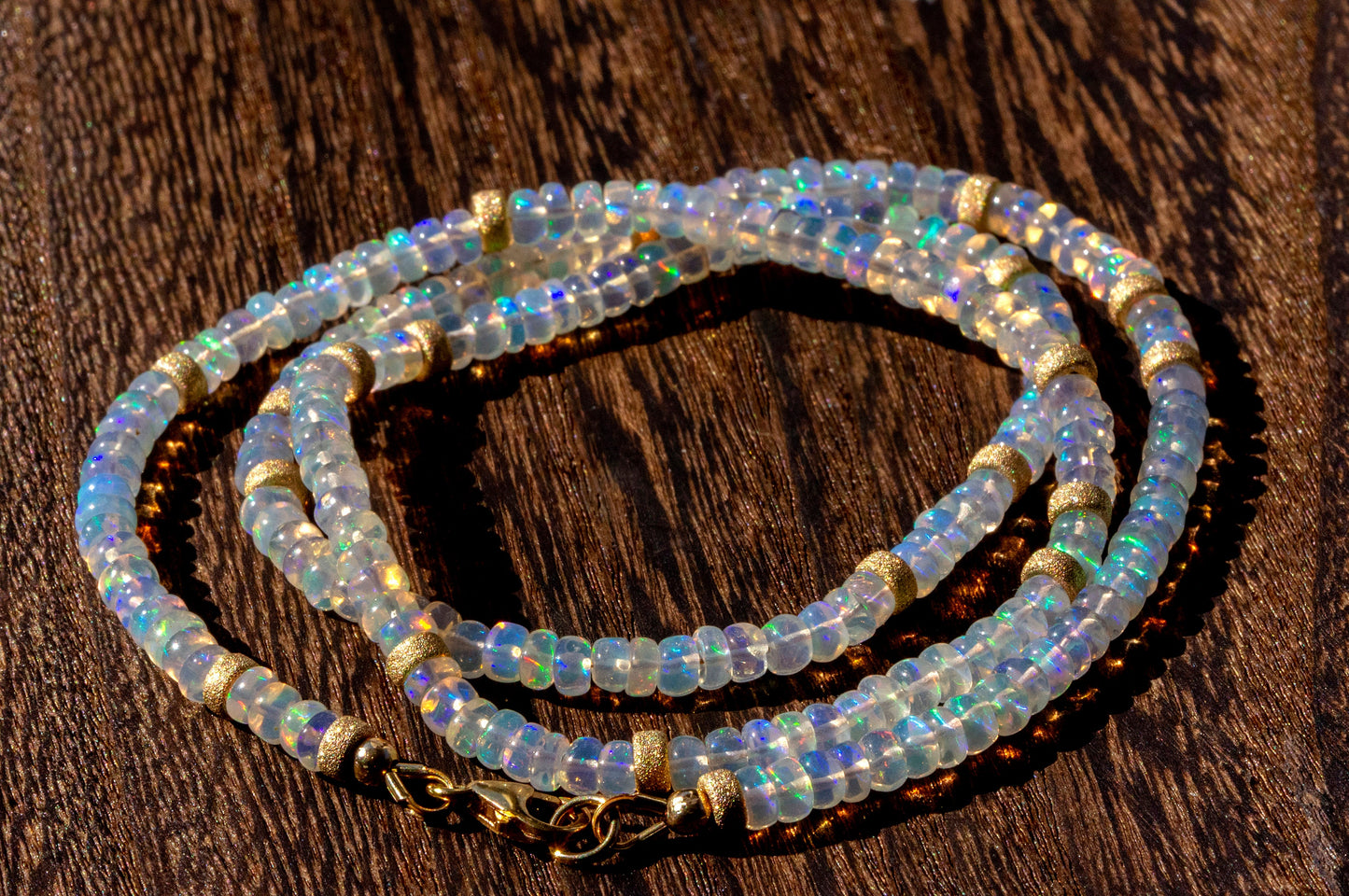 Opal gold filled beads necklace