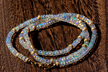 Opal gold filled beads necklace