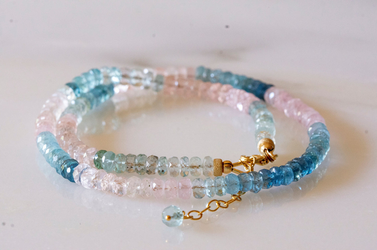 Aquamarine morganite necklace