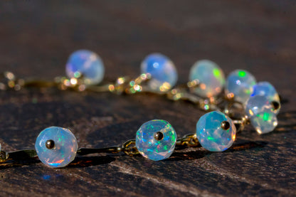 Opal dangle gold filled bracelet, October birth stone