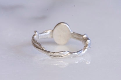 Ethiopian opal 14k gold and sterling silver twig ring