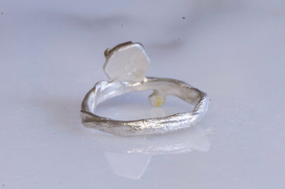 watermelon tourmaline twig ring