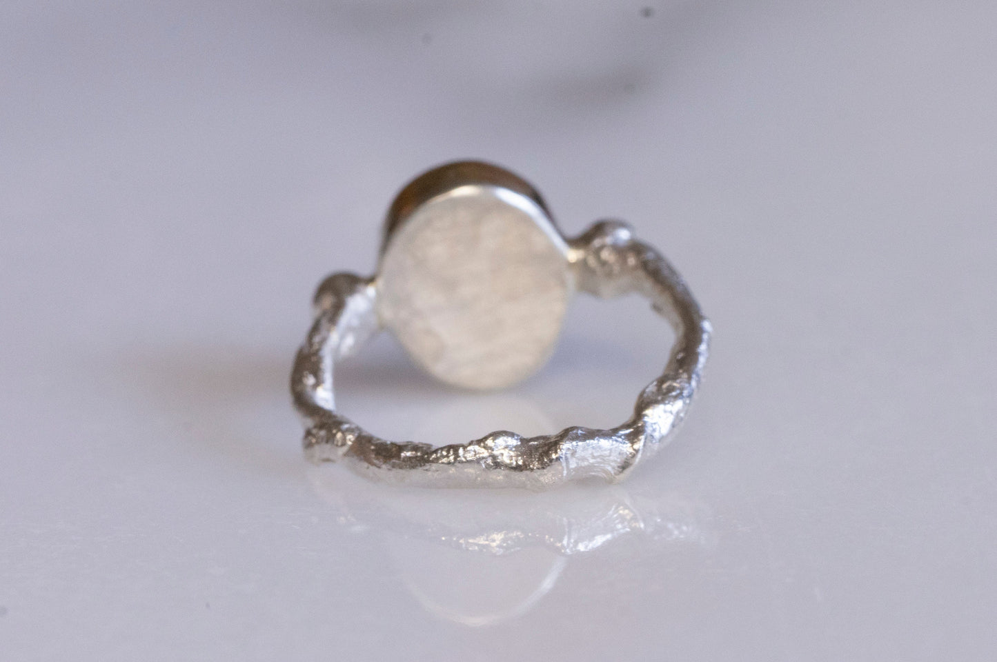 Dendritic agate 14k gold and sterling silver twig ring
