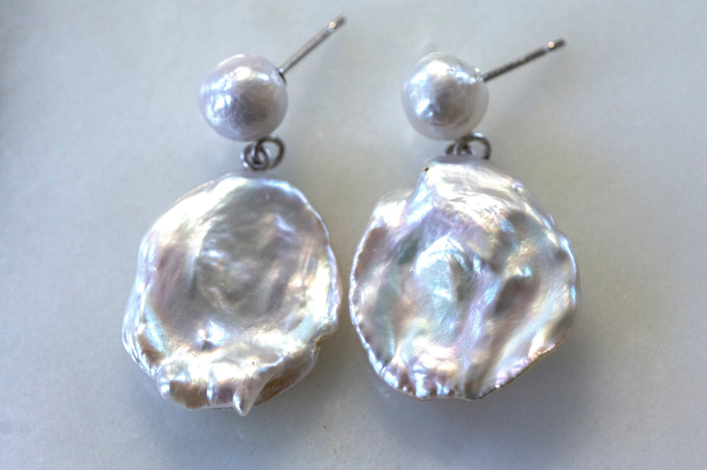 Baroque petal pearl silver earrings
