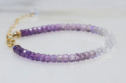 Ombre amethyst and Herkimer diamond bracelet