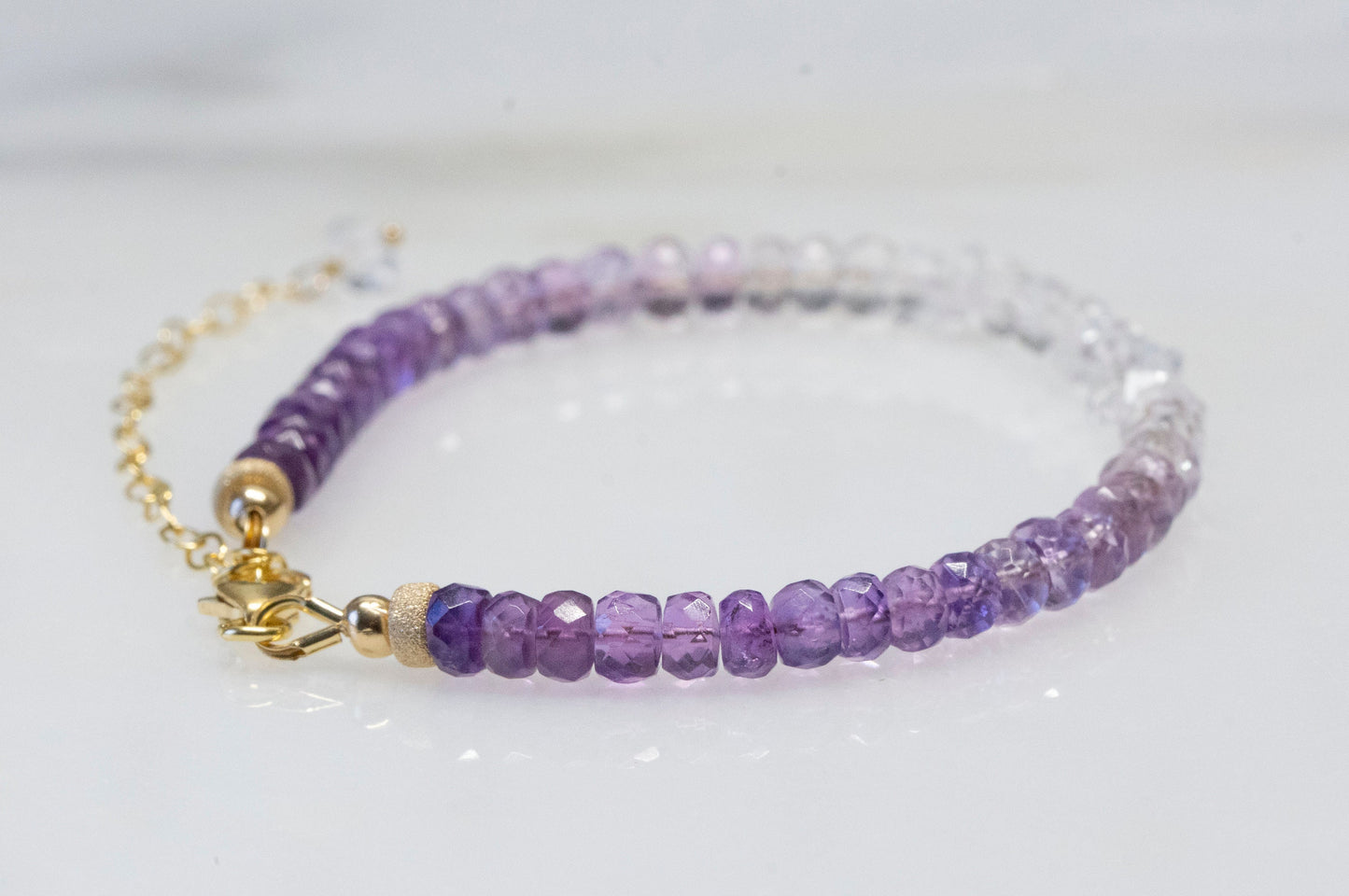 Ombre amethyst and Herkimer diamond bracelet